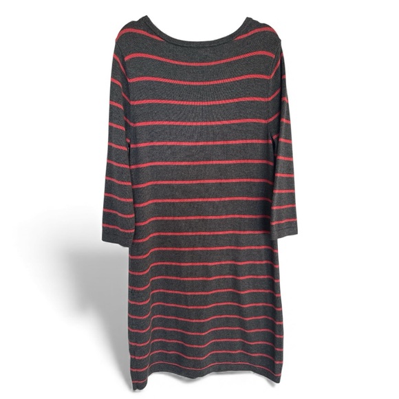 Banana Republic Sweater Dress Gray Coral Stripe Pockets Button Detail Size Large - Picture 10 of 10